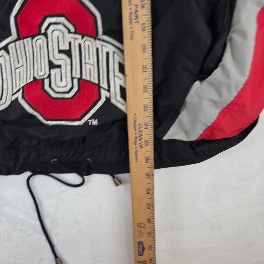 VTG 90s Ohio State Nutmeg Mills Pullover Windbreaker Jacket Mens Large Black Red - Picture 9 of 13